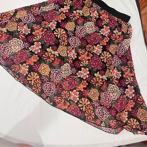 Floral A Line Mid Length Skirt